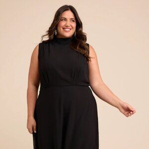 NWT- Lulus Classic Elegance Black Chiffon Sleeveless Mock Neck Maxi Dress